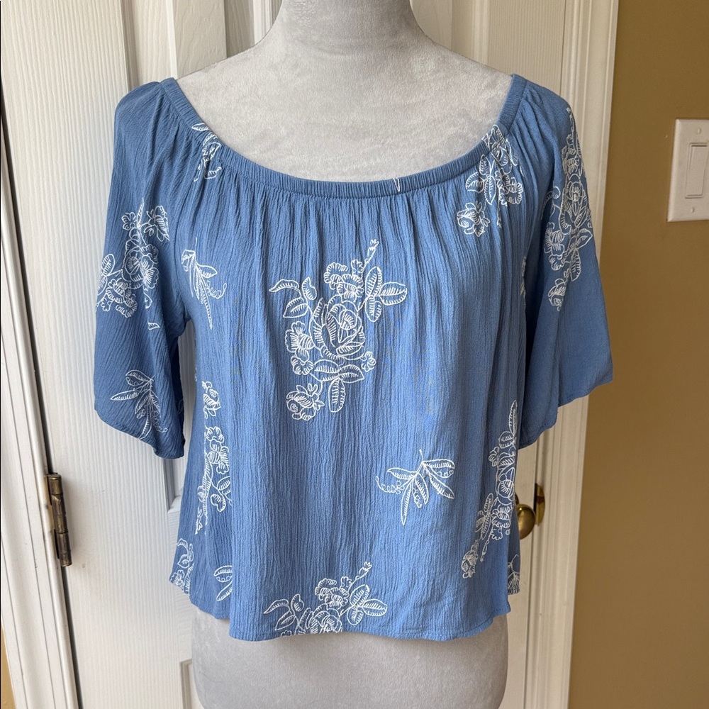 Honey Belle M Blue Floral Top